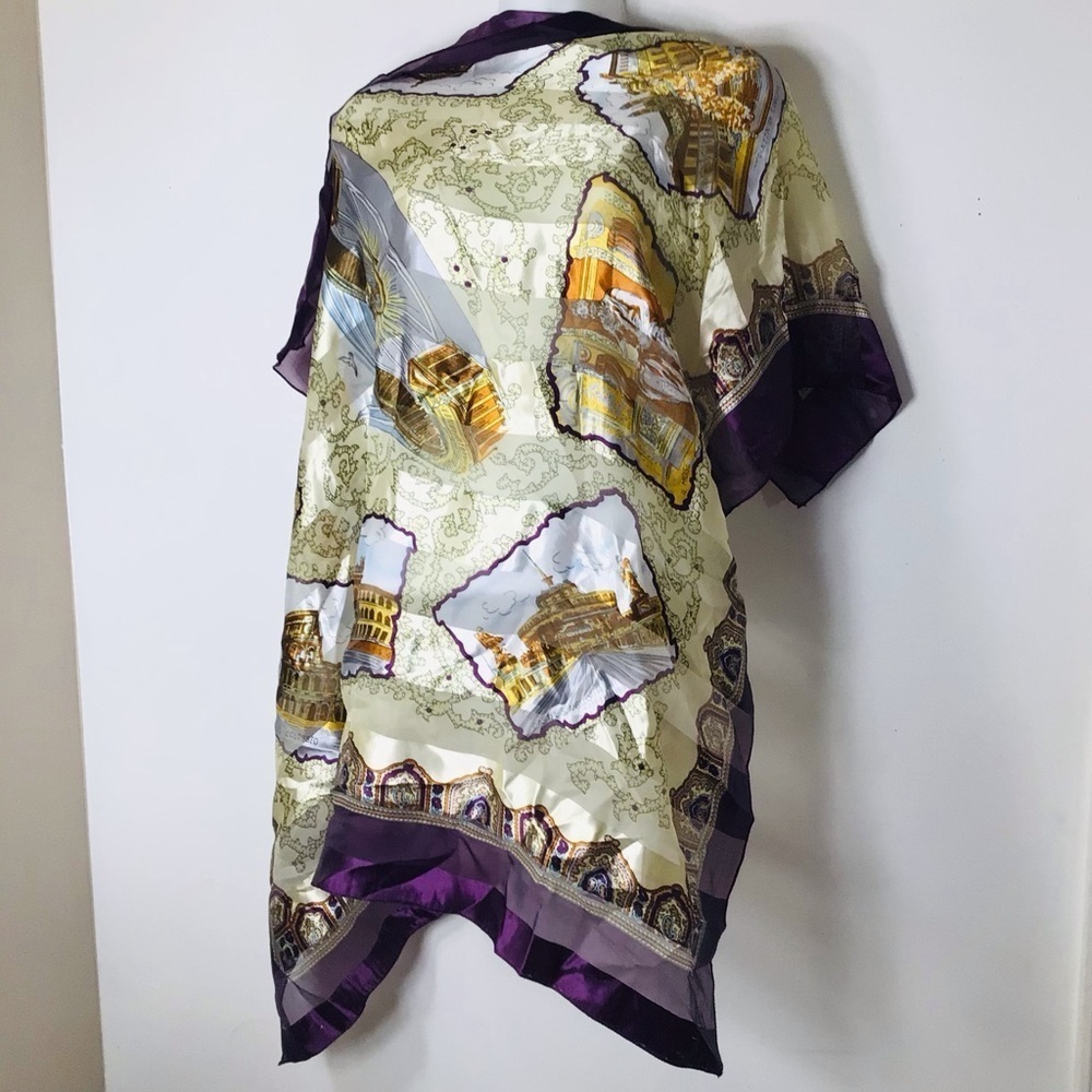 Scarf wrap women purple gold Italy